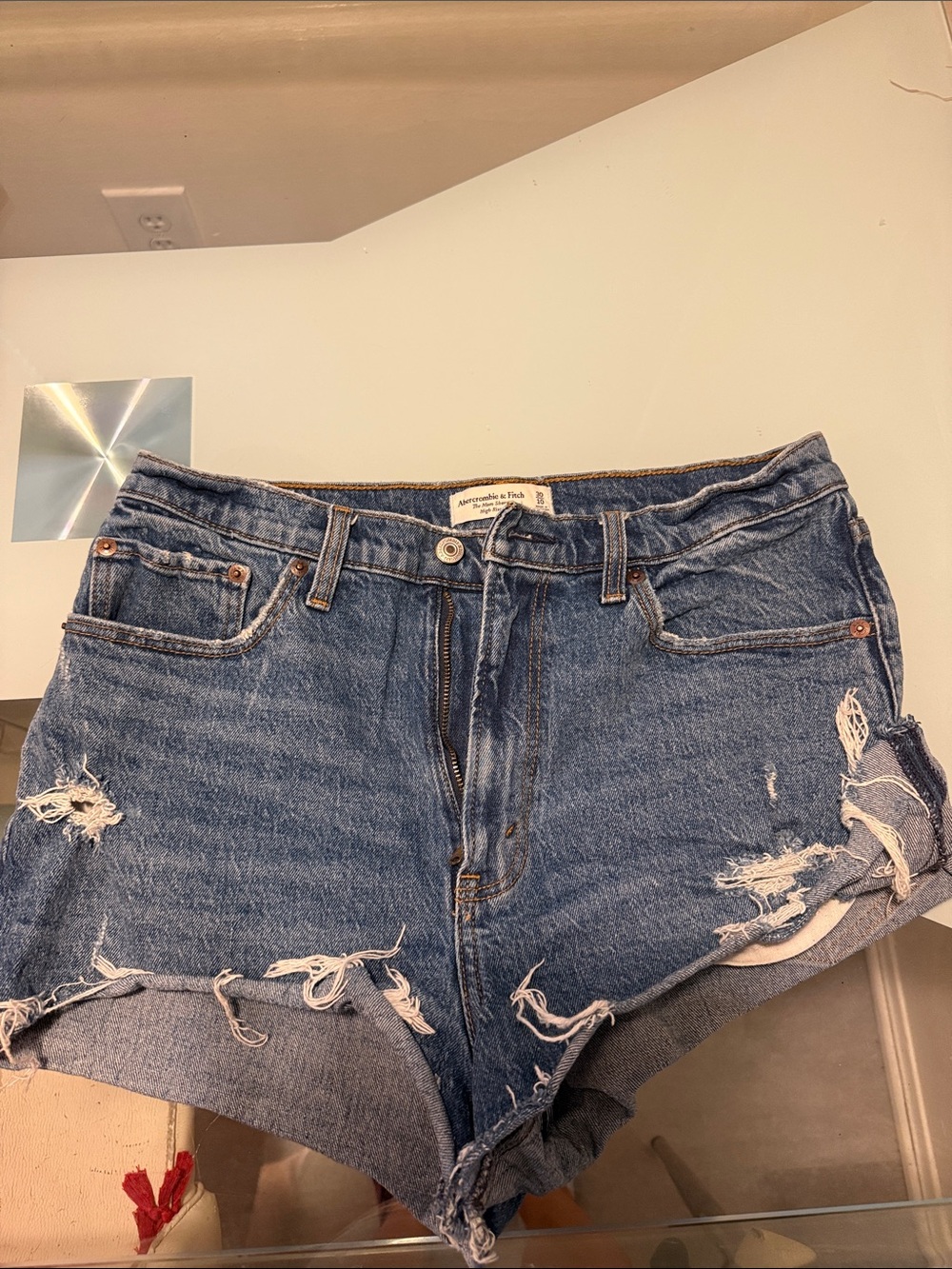 Abercrombie & Fitch Distressed Denim Cutoff Shorts - Blue